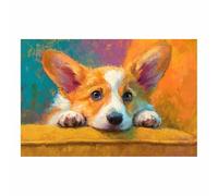 HUYEEI perro Cuadro En Lienzo Perros mirando hacia fuera. Cuadros Decoracion Pinturas, Murales Modernos Impresiones Para Dormitorio Salon Poster（amarillo90-60x80cm Sin marco