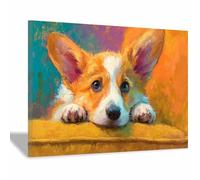 HUYEEI perro Cuadro En Lienzo Perros mirando hacia fuera. Cuadros Decoracion Pinturas, Murales Modernos Impresiones Para Dormitorio Salon Poster（amarillo90-60x80cm Enmarcado
