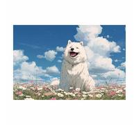 HUYEEI perro Cuadro En Lienzo Perros sentados entre flores Cuadros Decoracion Pinturas Murales Pintura Poster Impresiones Lienzo Para Dormitorio Salon（blanco163-70x100cm Sin marco