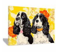 HUYEEI perro Cuadro En Lienzo Perros viviendo en parejas Cuadros Decoracion Pinturas Murales Pintura Poster Impresiones Lienzo Para Dormitorio Salon（blanco y negro113-40x60cm Enmarcado