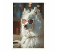 HUYEEI perro Lienzo decorativo Perro con actitud cool Carteles de animales e impresiones Mural Cuadros, para sala de estar, dormitorio,Pasillo etc.（blanco-70x100cm Sin marco