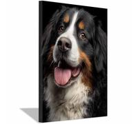 HUYEEI perro Lienzo decorativo Perro con la lengua fuera Carteles de animales e impresiones Mural Cuadros, para sala de estar, dormitorio,Pasillo etc.（negro-40x60cm Enmarcado