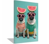 HUYEEI perro Lienzo decorativo Perro sandía Carteles de animales e impresiones Mural Cuadros, para sala de estar, dormitorio,Pasillo etc.（multicolores-60x90cm Enmarcado