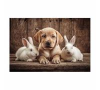 HUYEEI perro Lienzo decorativo Perros acompañando a una liebre. Carteles de animales e impresiones Mural Cuadros, para sala de estar, dormitorio,Pasillo etc.（marrón102-40x60cm Sin marco