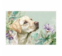 HUYEEI perro Lienzo decorativo Perros entre flores Carteles de animales e impresiones Mural Cuadros, para sala de estar, dormitorio,Pasillo etc.（blanco22-60x90cm Sin marco