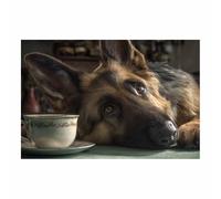 HUYEEI perro Lienzo decorativo Perros junto a una taza. Carteles de animales e impresiones Mural Cuadros, para sala de estar, dormitorio,Pasillo etc.（negro187-40x60cm Sin marco