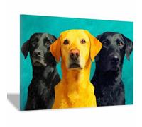 HUYEEI perro Lienzo decorativo Tres perros juntos. Carteles de animales e impresiones Mural Cuadros, para sala de estar, dormitorio,Pasillo etc.（amarillo182-60x90cm Enmarcado