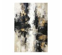 HUYEEI Pintura abstractas sobre lienzo Ciudades lavadas con tinta Cuadros,para decoración moderna, sala de estar dormitorio, Pasillo de la oficina del baño（negro-60x80cm Sin marco