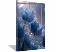 HUYEEI Pintura De Flores Ramos nacidos pintura decorativa, Adecuado para sala de estar, baño, sala de estar, dormitorio.（azul-60x80cm Enmarcado