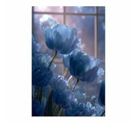 HUYEEI Pintura De Flores Ramos nacidos pintura decorativa, Adecuado para sala de estar, baño, sala de estar, dormitorio.（azul-60x80cm Sin marco