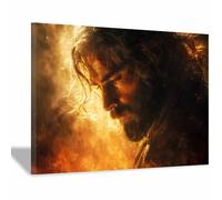 HUYEEI Póster con imagen artística de Jesús Mirada contemplativa pintura religiosa, para decoración de paredes, salas oración, escuelas y hospitales（negro168-70x100cm Enmarcado