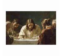 HUYEEI Póster con imagen artística de Jesús Reunidos para comer pintura religiosa, para decoración de paredes, salas oración, escuelas y hospitales（blanco38-70x100cm Sin marco