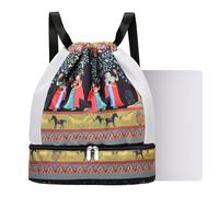 Huyeruie Bolsa de deporte con cordón, bolsa de deporte para natación, bolsa de playa separada en seco y húmedo, con compartimento para zapatos, mochila impermeable para viajes, natación, camping y