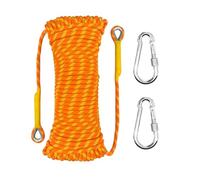 HUYEZybflt Cuerda Estática Escalada 10mm 40m con 2 Mosquetones de Acero | Nailon alta resistencia, UIAA, para rescate, alpinismo y exteriores, naranja reflectante
