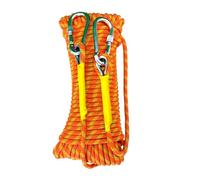 HUYEZybflt Cuerda Estática Escalada 8mm 50m con 2 Mosquetones de Acero | Nailon alta resistencia, UIAA, para rescate, alpinismo y exteriores, naranja reflectante