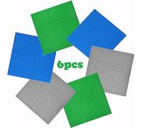 HUYIYI Base para Lego Classic,Pack de 6 Bases para Construir -Classic Base Verde-Azul-Gris-Compatible con Todas Las Grandes Marcas,Juego de Construcción para Niños y Niñas
