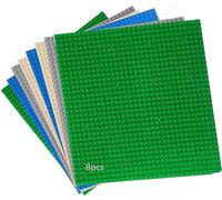 HUYIYI Juego de 8 placas de construcción compatibles con la mayoría de las marcas, compatible con placa de construcción clásica, 25,5 x 25,5 cm, placa base de arena clásica verde, azul y gris para