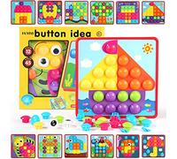 HUYIYI Rompecabezas 3D Arte de Botones Aprendizaje Temprano Imagen Educativa Tablero de Mosaico Infantiles Clavos de Hongos Juguete para Niñas Pequeños Acción de Gracias Navidad Fiesta Regalos 2+años