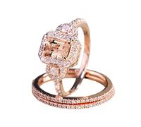 HUYTBYG Anillo creativo de circonita de moda de oro rosa, conjunto europeo, anillo de compromiso, anillo de moda para mujeres y hombres, anillos de olvido para mujer, 8, Metal, Sin piedra preciosa
