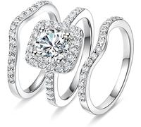 HUYTBYG Anillo cuadrado Haoshi con tres apilamientos para mujer, multifunción, anillo de amor, E, Zinc, Sin piedra preciosa