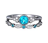 HUYTBYG Anillo de moda para mujer, 1 anillo, par de anillos de tamaño 510, anillos de corazón abierto para mujer (azul cielo, talla única)
