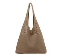 HUYTBYG Bolsa de hombro de nailon para mujer, de punto hueco, portátil, para primavera/verano, Brown, Talla única