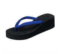 HUYTBYG Chanclas de plataforma para mujer, cómodas sandalias con soporte de arco, sandalias gruesas suaves para caminar para la playa/interior, sandalias de cuña de verano, azul, 4.5