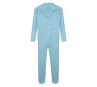 HUYTBYG Conjunto de pijama de satén para hombre de manga larga, azul, XXL