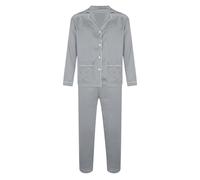 HUYTBYG Conjunto de pijama de satén para hombre de manga larga, gris, XXL