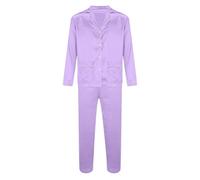 HUYTBYG Conjunto de pijama de satén para hombre de manga larga, Morado (, M