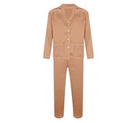 HUYTBYG Conjunto de pijama de satén para hombre de manga larga, oro rosa, XXL
