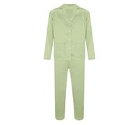 HUYTBYG Conjunto de pijama de satén para hombre de manga larga, verde menta, XL