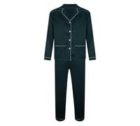HUYTBYG Conjunto de pijama de satén para hombre de manga larga, Verde tirando a negro, M