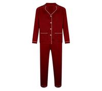 HUYTBYG Conjunto de pijama de satén para hombre de manga larga, Vino, S