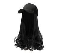 HUYTBYG Gorra de béisbol con extensiones, peluca sintética, gorra de béisbol con rollo largo de pera, rizado, ajustable, rizado, con gorra de béisbol, peluca para mujer, gorra de béisbol para adultos