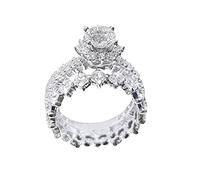 HUYTBYG Juego de 2 anillos de promesa de plata con diseño delicado, anillo de moda ligero de alta calidad, 3 estados de ánimo, 6, Metal, Sin piedra preciosa