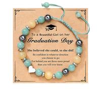 HUYTBYG Love Bracele T - Pulsera ajustable tejida a mano de piedra natural para temporada de graduación, pareja y pendientes, talla única, Vidrio, No es una piedra preciosa