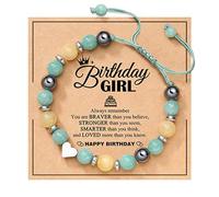 HUYTBYG Love Bracele T - Pulsera ajustable tejida a mano de piedra natural para temporada de graduación, pareja y pendientes, talla única, Vidrio, No es una piedra preciosa