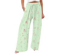 HUYTBYG Pantalones florales para mujer, pantalones de playa de verano, pantalones de moda con estampado de flores, pantalones tropicales para exteriores, pantalones holgados junto al mar, pantalones