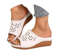 HUYTBYG Pantuflas huecas para mujer, puntera abierta, acolchadas, cómodas, ligeras, con plataforma, varios colores, para pies de mujer, White, 39 EU