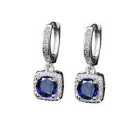 HUYTBYG Pendientes cuadrados modernos y populares de plata de moissanita de imitación para mujer, clips de oreja y aretes de circonita para niñas, A, Cobre