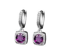 HUYTBYG Pendientes cuadrados modernos y populares de plata de moissanita de imitación para mujer, clips de oreja y aretes de circonita para niñas, A, Cobre