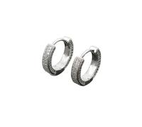 HUYTBYG Pendientes de tuerca completos para mujer, aretes de circonita cúbica brillante de corte redondo, aretes de plata de ley 925, elegantes para boda o uso diario, aretes de aro de 100 mm para