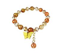 HUYTBYG Pulsera con colgante de mariposa de piedra natural con colgante de agradecimiento para mujeres y niñas, pulsera de cuentas de piedras preciosas tejidas, talla única, Vidrio, No es una piedra