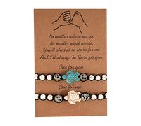 HUYTBYG Pulsera de cuentas de tortuga tejida a mano con tarjeta para mujeres y hombres, joyería de playa Aqs800wd-1ev, talla única, Turquesa, No es una piedra preciosa
