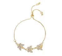 HUYTBYG Pulsera de mariposa colorida chapada en oro, pulsera de pétalos completos, pulsera de mariposa de circonita, pulseras de ajuste para mujer, aretes de aro de 25 mm, talla única, Metal, No es