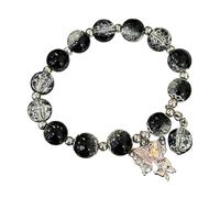 HUYTBYG Pulseras de cuentas para mujer, pulsera de cuentas de cristal, pulsera de cuentas de mariposa, pulsera de cuentas de mariposa para mujer, ligera, gruesa y abierta, One Size, Vidrio, No es una