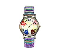 HUYTBYG Reloj digital delicado para mujer, multicolor, con patrón de arco iris, colorido, con caja de reloj, relojes de cuero para mujer, morado, One Size