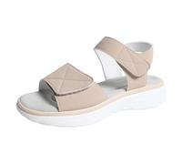 HUYTBYG Sandalias para mujer con soporte de arco, sandalias de cuña baja para mujer, sandalias ortopédicas con hebilla y puntera abierta, sandalias deportivas con cierre táctil, deslizadores