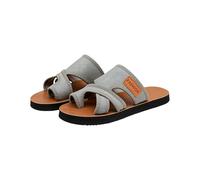 HUYTBYG Sandalias planas de lino tejido de verano para mujer, sandalias planas casuales para vacaciones, pantuflas de conejo de historia de Navidad para mujer, gris, 37.5 EU